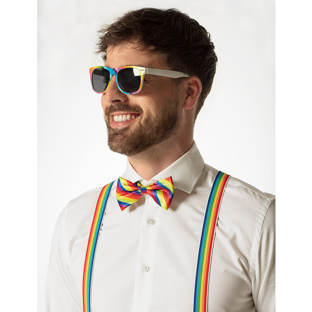 Kit Accessoires Rainbow Pride Complet - Lunettes, Noeud Pap', Bretelles