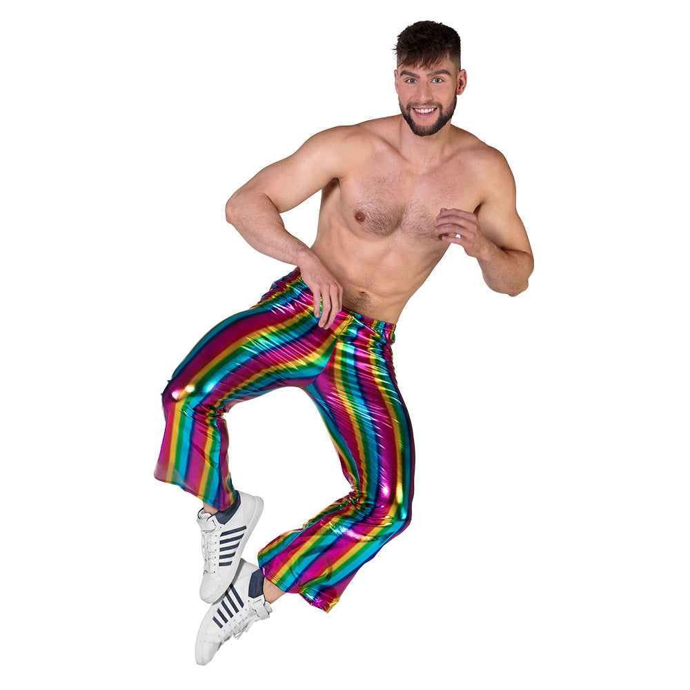 Pantalon Patte d'Éléphant Holographique Arc-en-Ciel - Disco Années 70