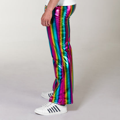 Pantalon Patte d'Éléphant Holographique Arc-en-Ciel - Disco Années 70