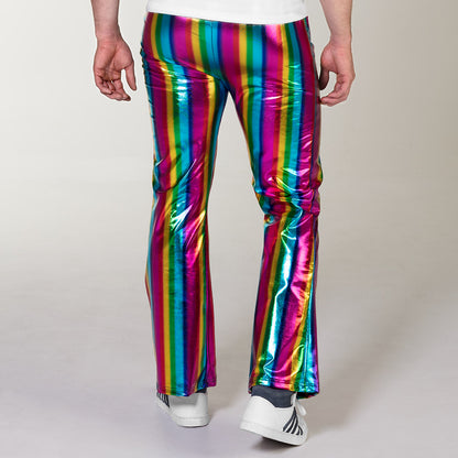 Pantalon Patte d'Éléphant Holographique Arc-en-Ciel - Disco Années 70