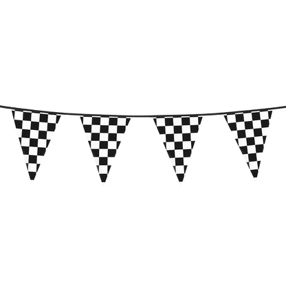 Guirlande Fanions à Damier Noir et Blanc - Décoration Fête