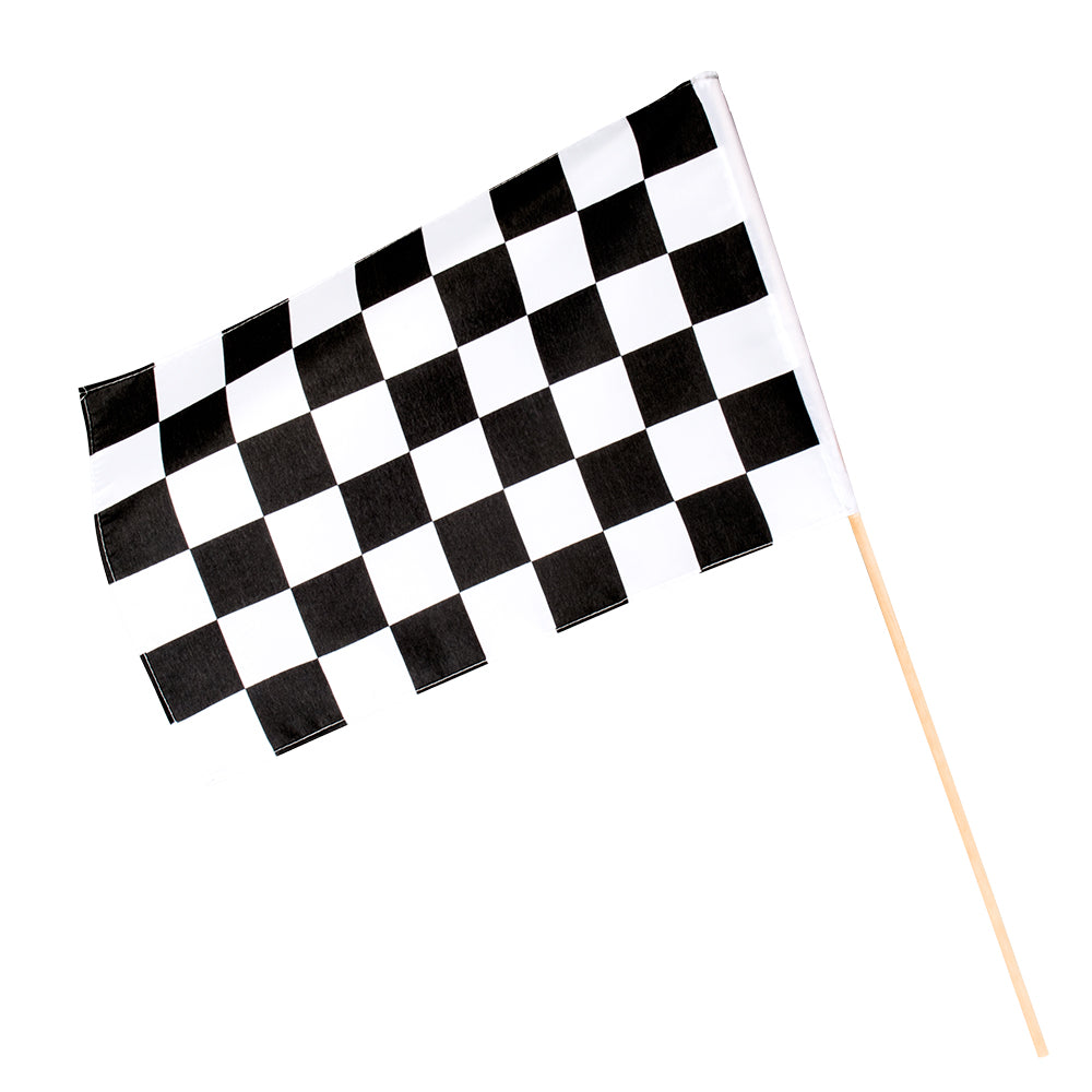 Drapeau Damier Noir et Blanc avec Manche - Accessoire Fête