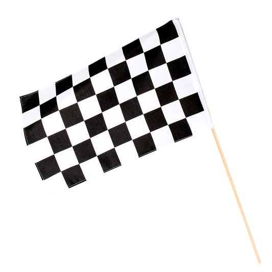 Drapeau Damier Noir et Blanc avec Manche - Accessoire Fête