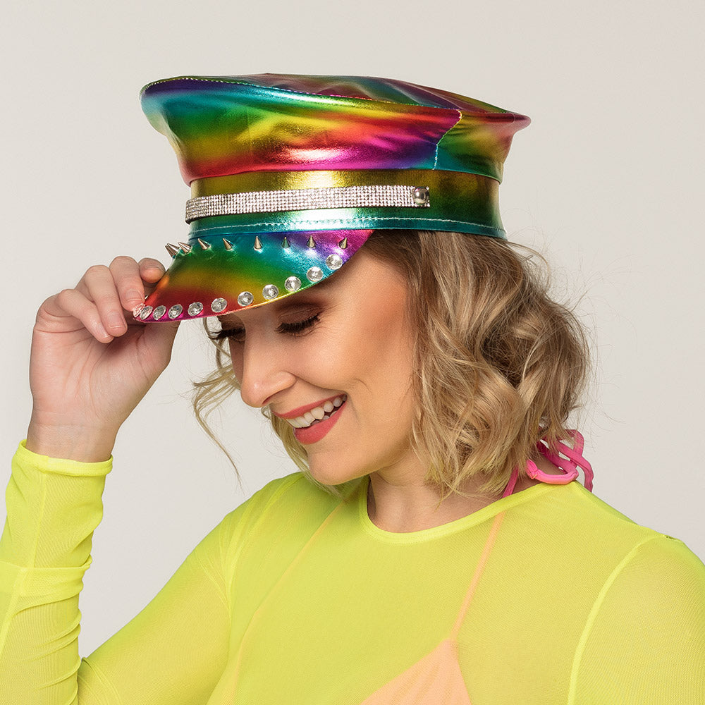 Casquette Rainbow Holographique - Accessoire Disco Iridescent Unisexe