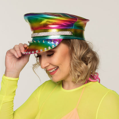Casquette Rainbow Holographique - Accessoire Disco Iridescent Unisexe