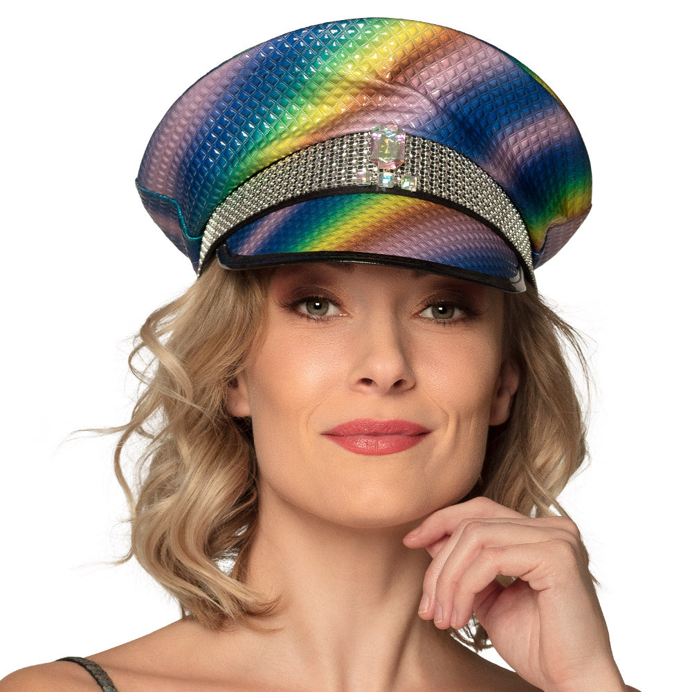 Casquette Holographique Arc-en-ciel Disco Paillettes