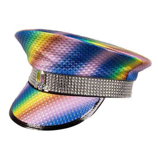 Casquette Holographique Arc-en-ciel Disco Paillettes