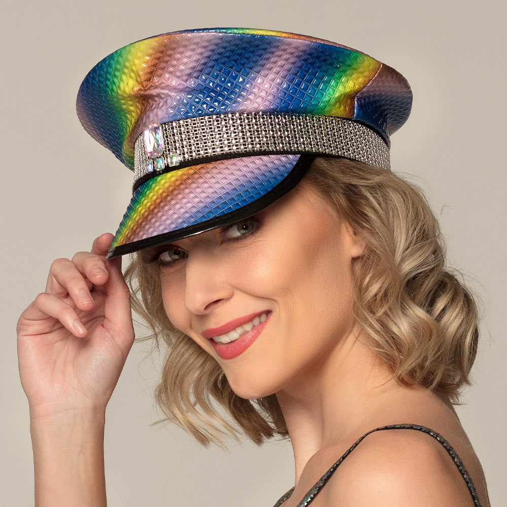 Casquette Holographique Arc-en-ciel Disco Paillettes