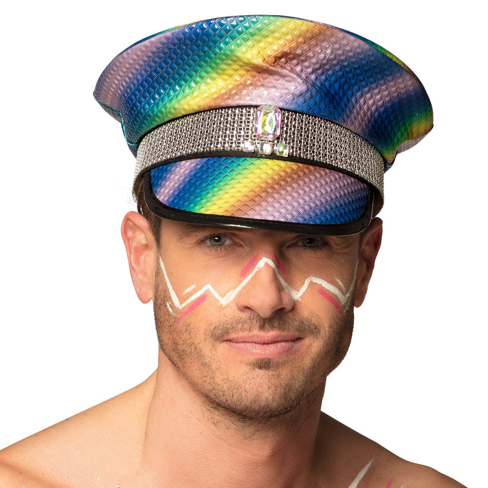 Casquette Holographique Arc-en-ciel Disco Paillettes