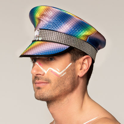 Casquette Holographique Arc-en-ciel Disco Paillettes
