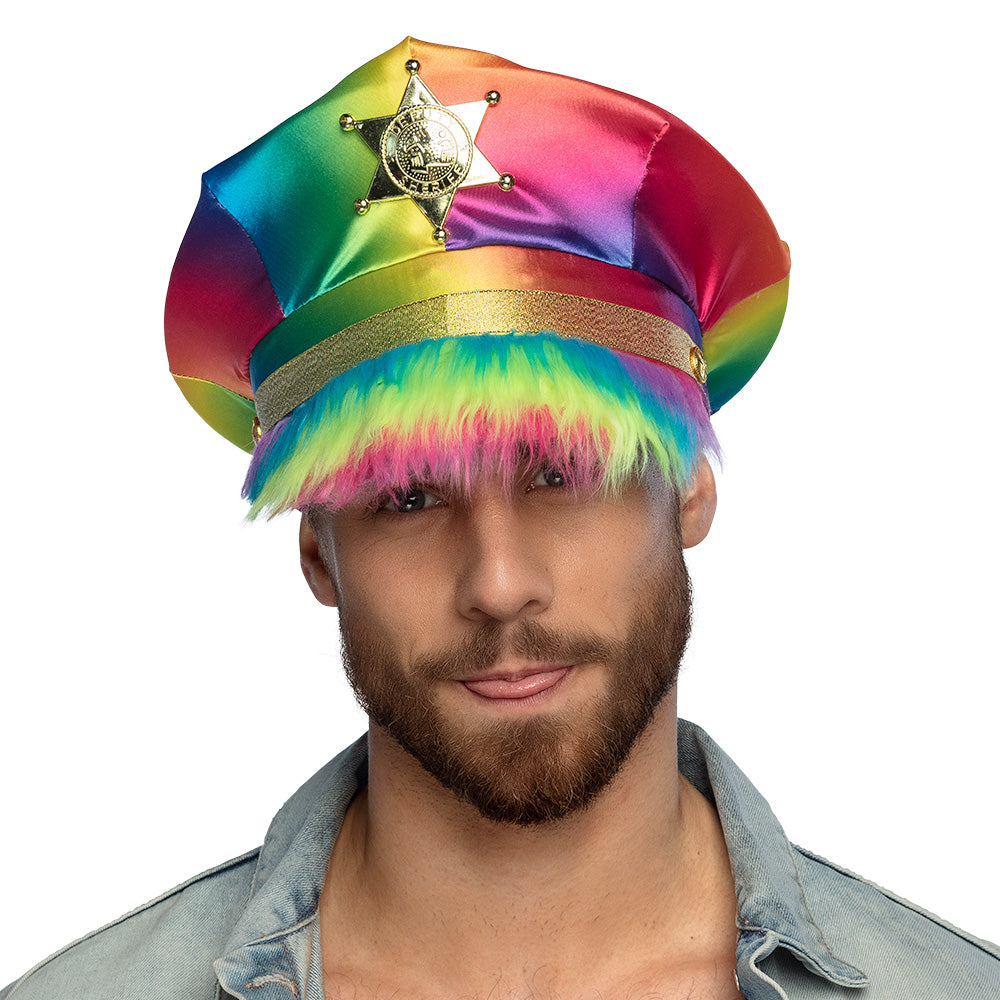 Chapeau Arc-en-Ciel Deluxe Sheriff avec Badge Brillant