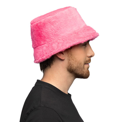 Chapeau Bucket Plush Rose Fluo 58cm - Accessoire Festival