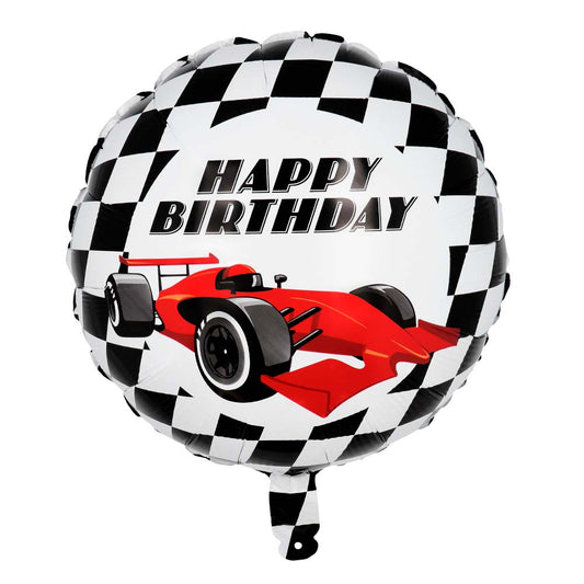 Ballon Hélium Formule 1 Racing Happy Birthday Noir Blanc