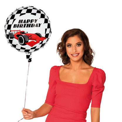 Ballon Hélium Formule 1 Racing Happy Birthday Noir Blanc