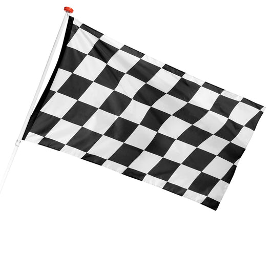 Drapeau à Damier Noir et Blanc - Accessoire de Course et Fête