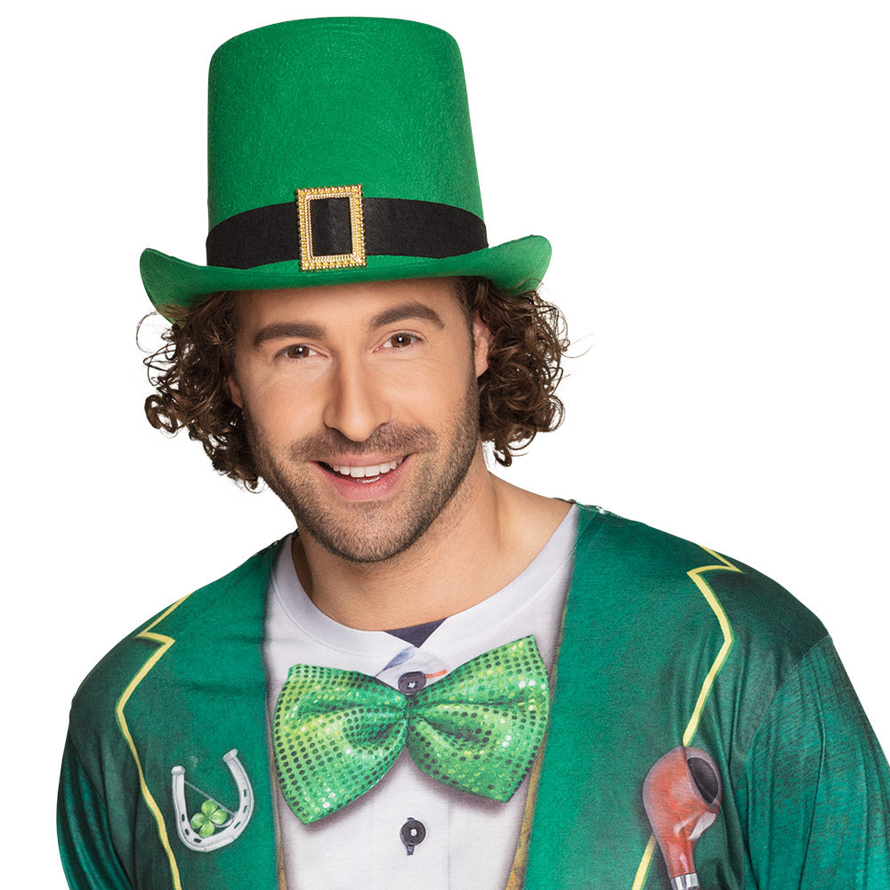Chapeau Leprechaun Vert Saint Patrick avec Boucle Dorée