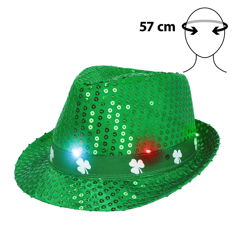 Chapeau Lutin Vert LED Saint Patrick - 3 Modes Lumineux