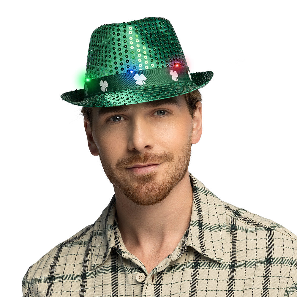 Chapeau Lutin Vert LED Saint Patrick - 3 Modes Lumineux