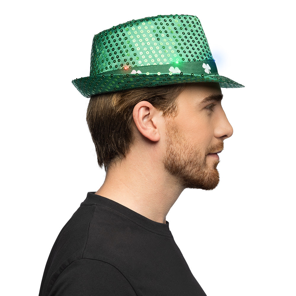 Chapeau Lutin Vert LED Saint Patrick - 3 Modes Lumineux