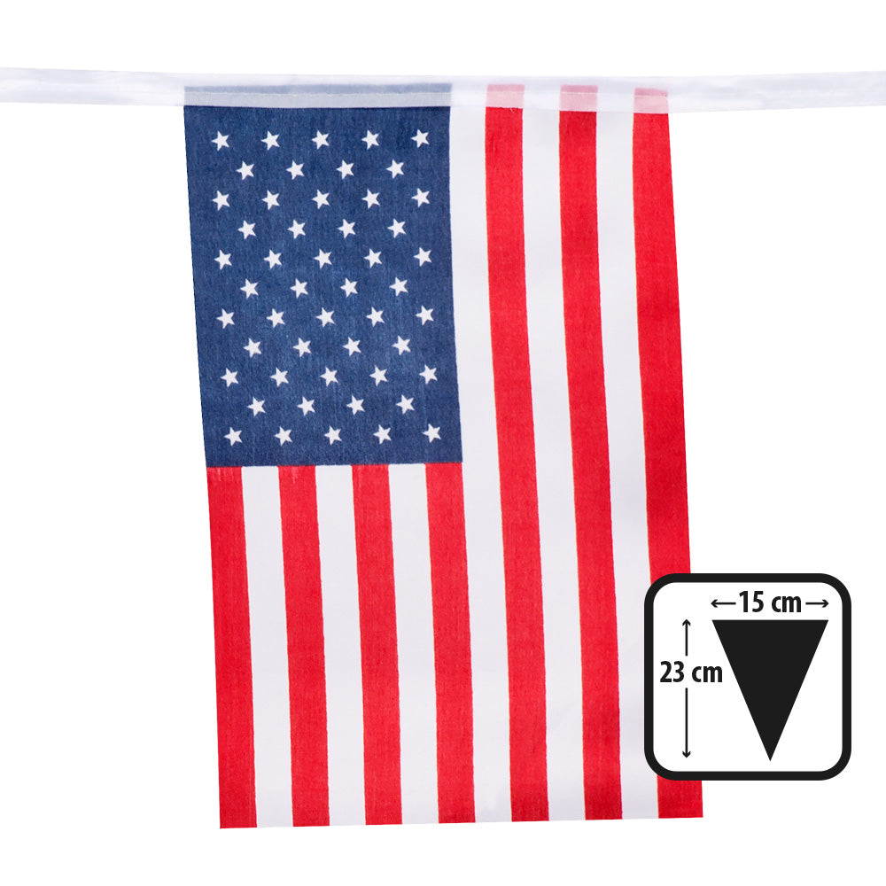 Guirlande Drapeaux Américains - 4 Fanions USA Patriote