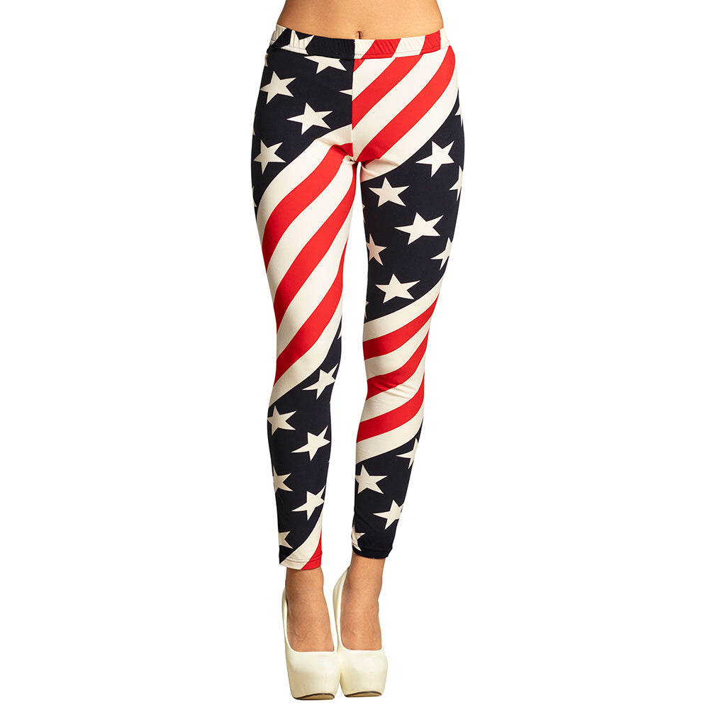 Legging Drapeau Américain Étoiles et Rayures - Déguisement Adulte