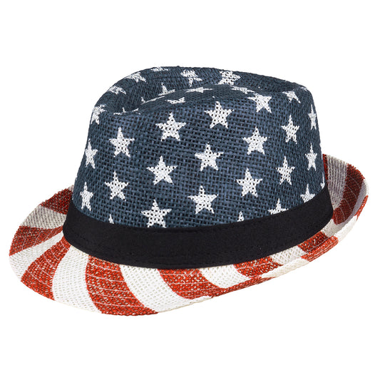 Chapeau Fedora USA Étoiles et Rayures - Déguisement Patriote