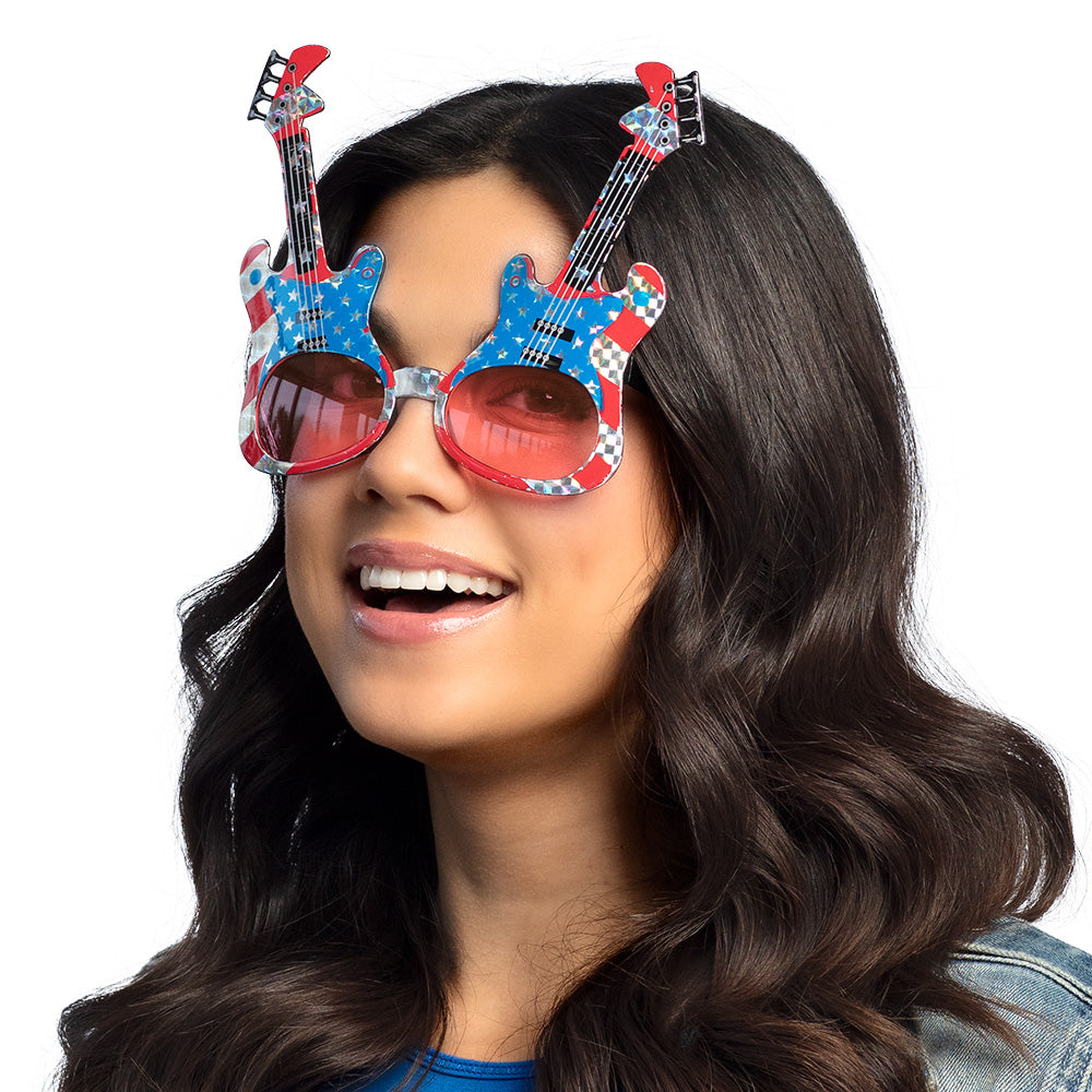 Lunettes Guitare Rock Étoiles USA - Accessoire Fête Musicale