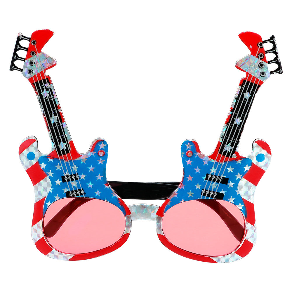 Lunettes Guitare Rock Étoiles USA - Accessoire Fête Musicale
