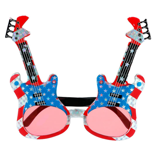 Lunettes Guitare Rock Étoiles USA - Accessoire Fête Musicale