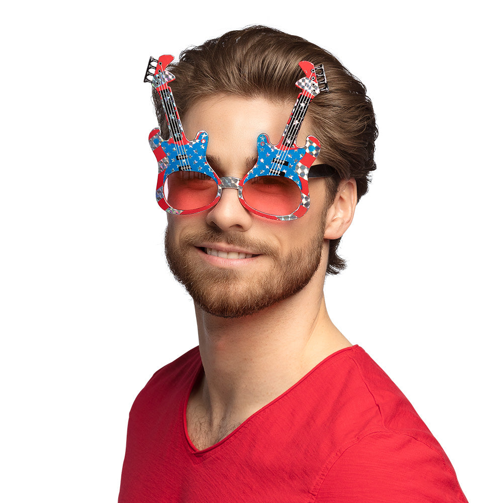 Lunettes Guitare Rock Étoiles USA - Accessoire Fête Musicale