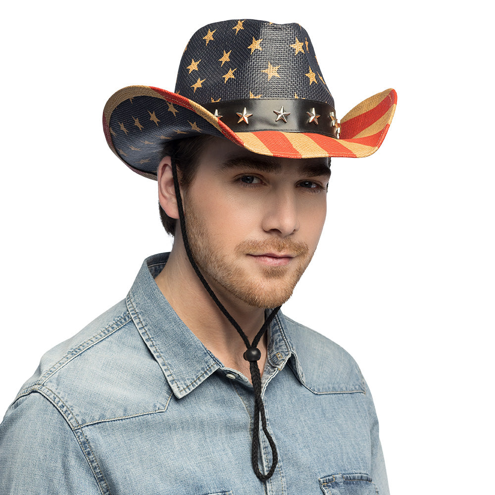 Chapeau Cowboy Étoiles et Rayures USA - Accessoire Déguisement