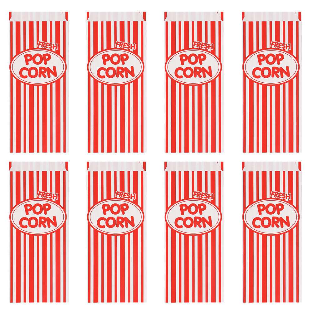 Sachets Popcorn Rayés Rouge & Blanc - Lot de 8 Sacs Cinéma