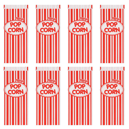 Sachets Popcorn Rayés Rouge & Blanc - Lot de 8 Sacs Cinéma
