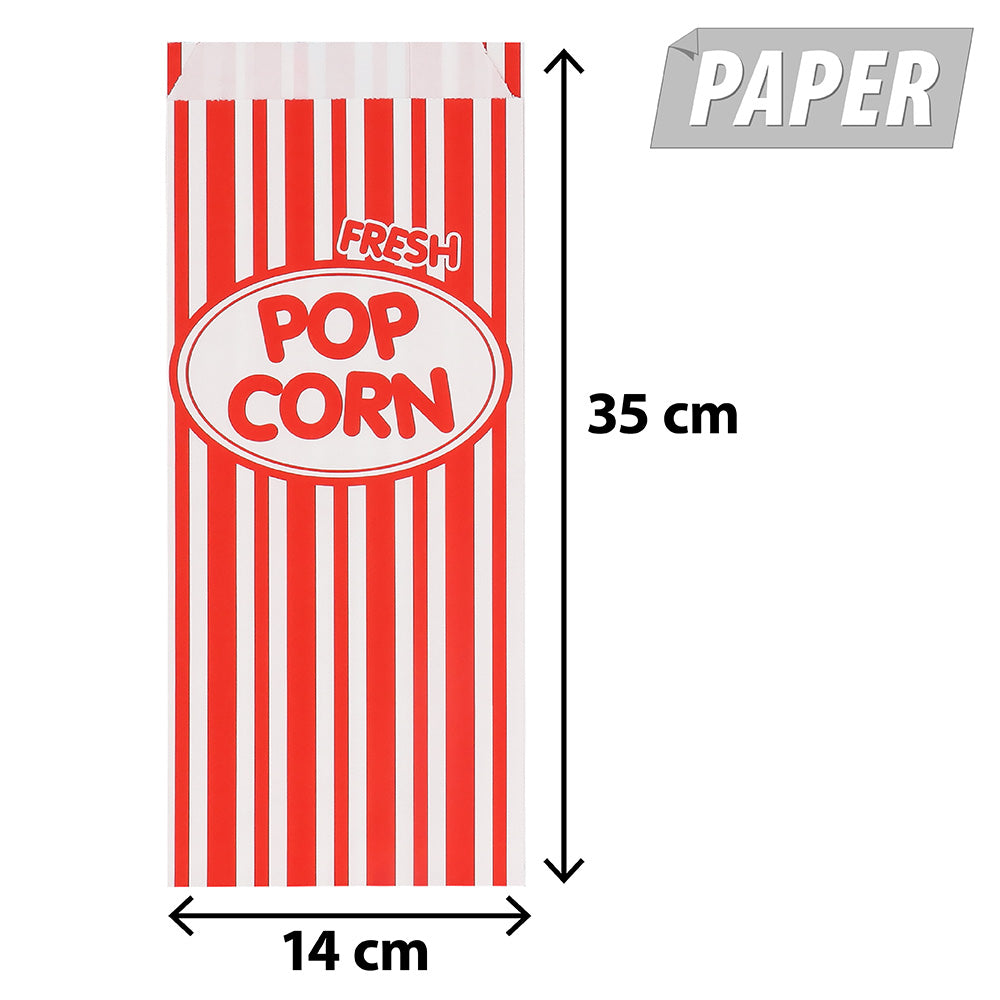 Sachets Popcorn Rayés Rouge & Blanc - Lot de 8 Sacs Cinéma