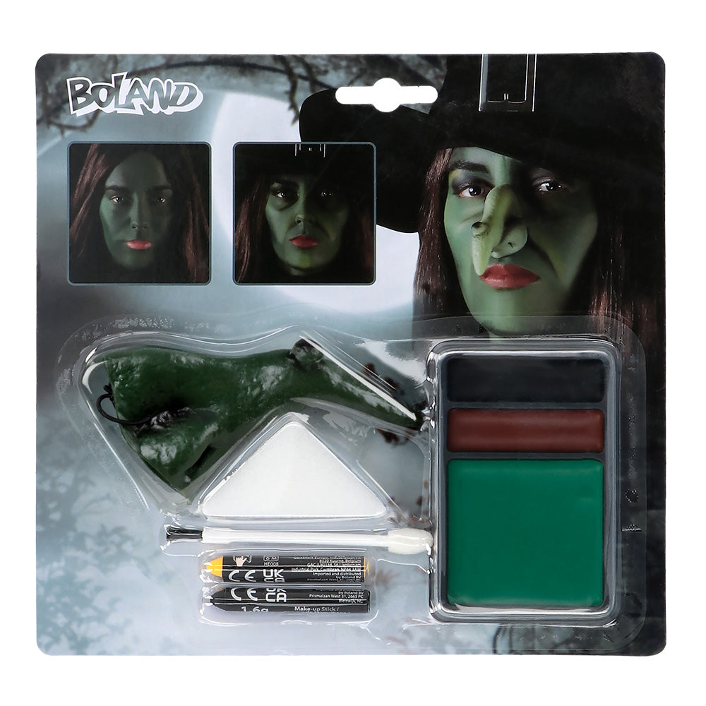 Kit Maquillage Sorcière Verte - Fard, Lèvres et Accessoires