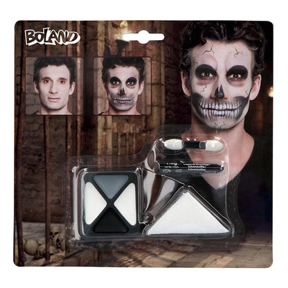 Kit Maquillage Squelette Halloween - Fard Blanc et Noir Professionnel