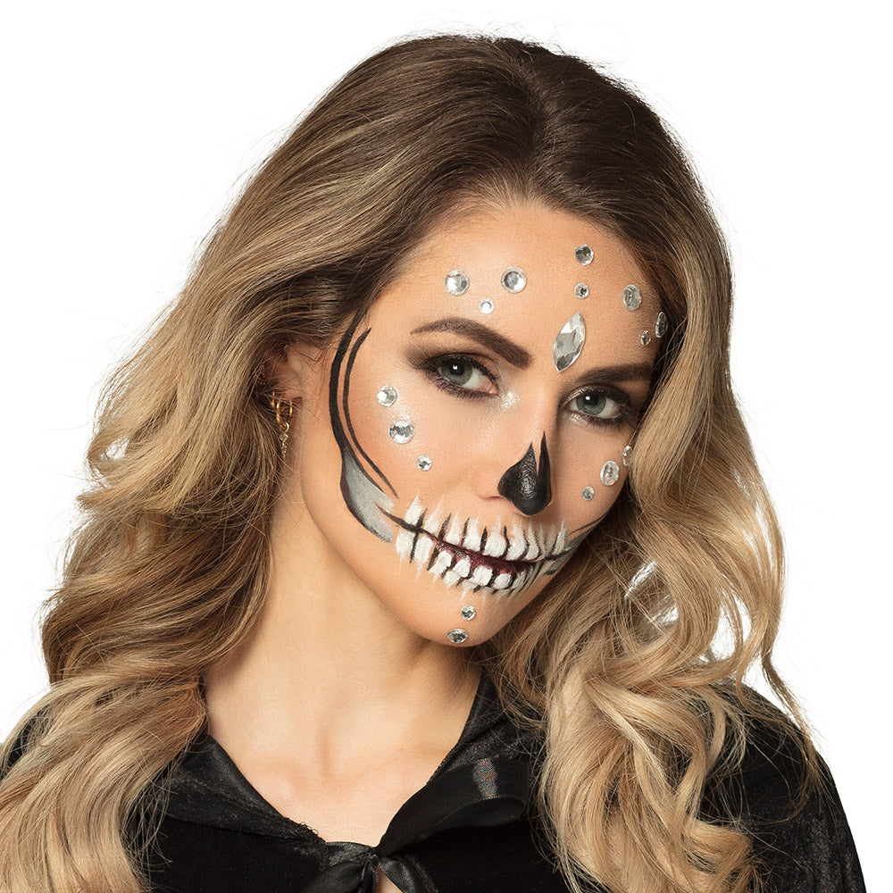 Kit Maquillage Squelette Halloween avec Strass et Glitter