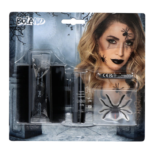 Kit Maquillage Araignée Halloween - Glitter, Lipstick & Faux Cils