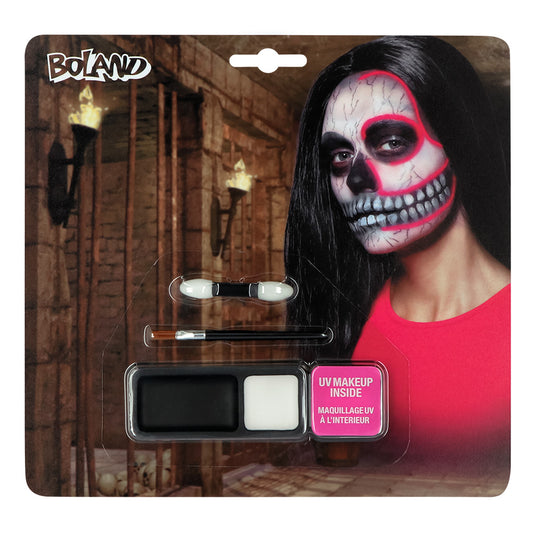 Maquillage UV Skull Fluo - Crâne Néon pour Halloween