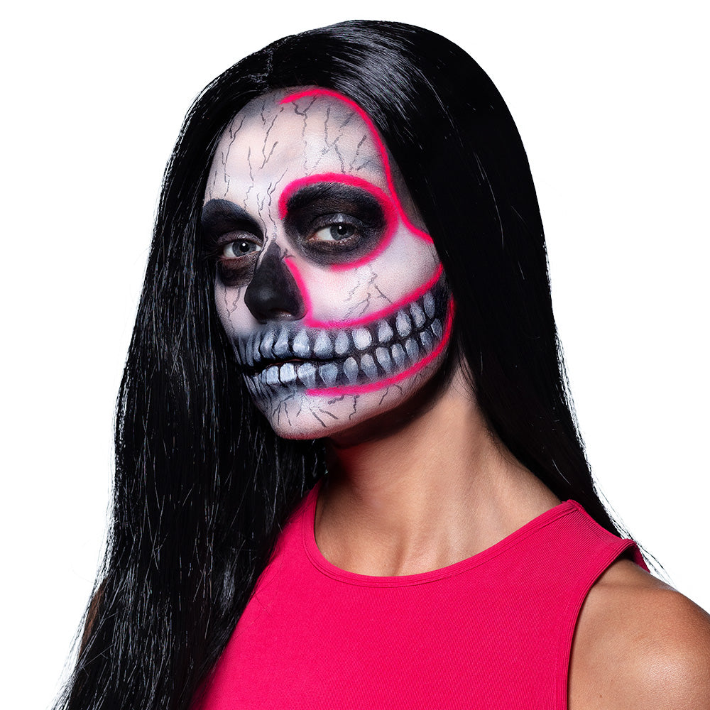 Maquillage UV Skull Fluo - Crâne Néon pour Halloween