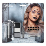Kit Maquillage Goth Complet - Fards, Pinceau & Strass Noirs