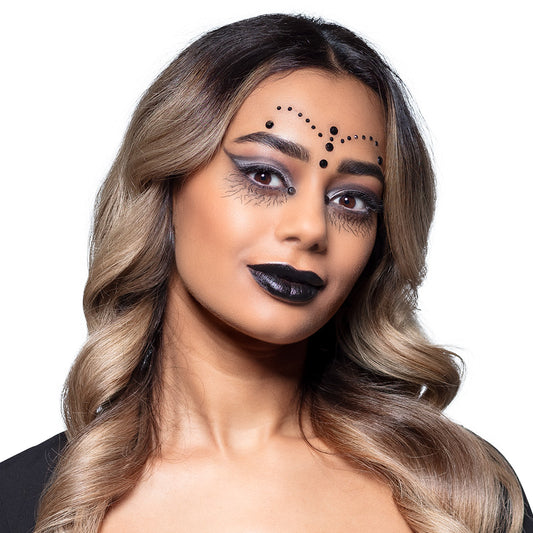 Kit Maquillage Goth Complet - Fards, Pinceau & Strass Noirs