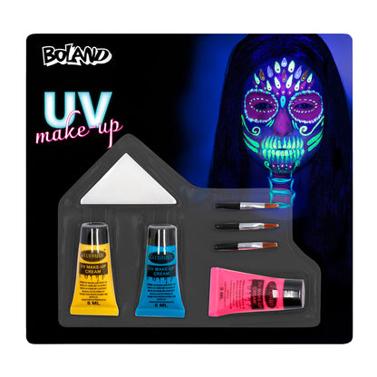 Kit Maquillage UV Crâne Mexicain Fluo - Déguisement Halloween