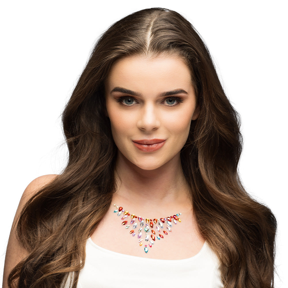 Collier Strass Multicolore Femme - Accessoire Soirée Bijou