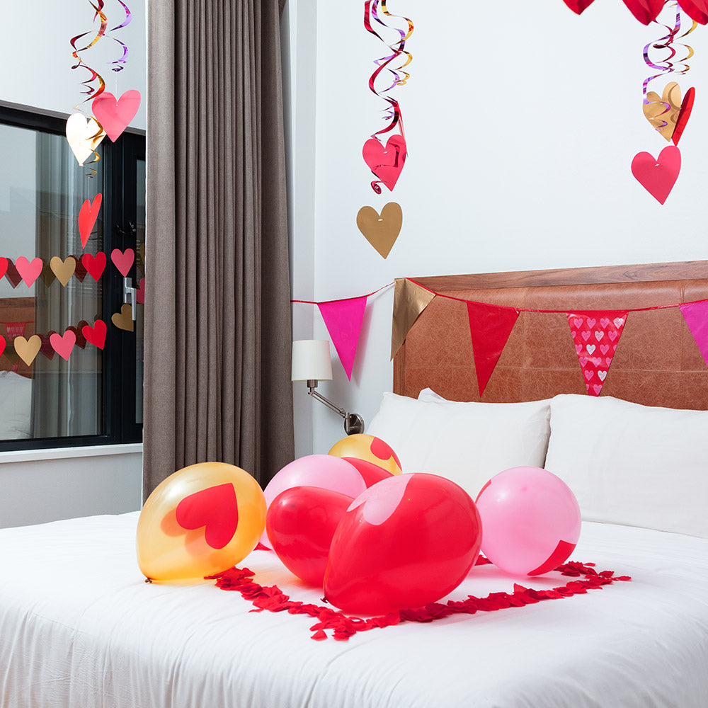 Ballons cœur Love - Lot de 4 ballons de fête avec motifs