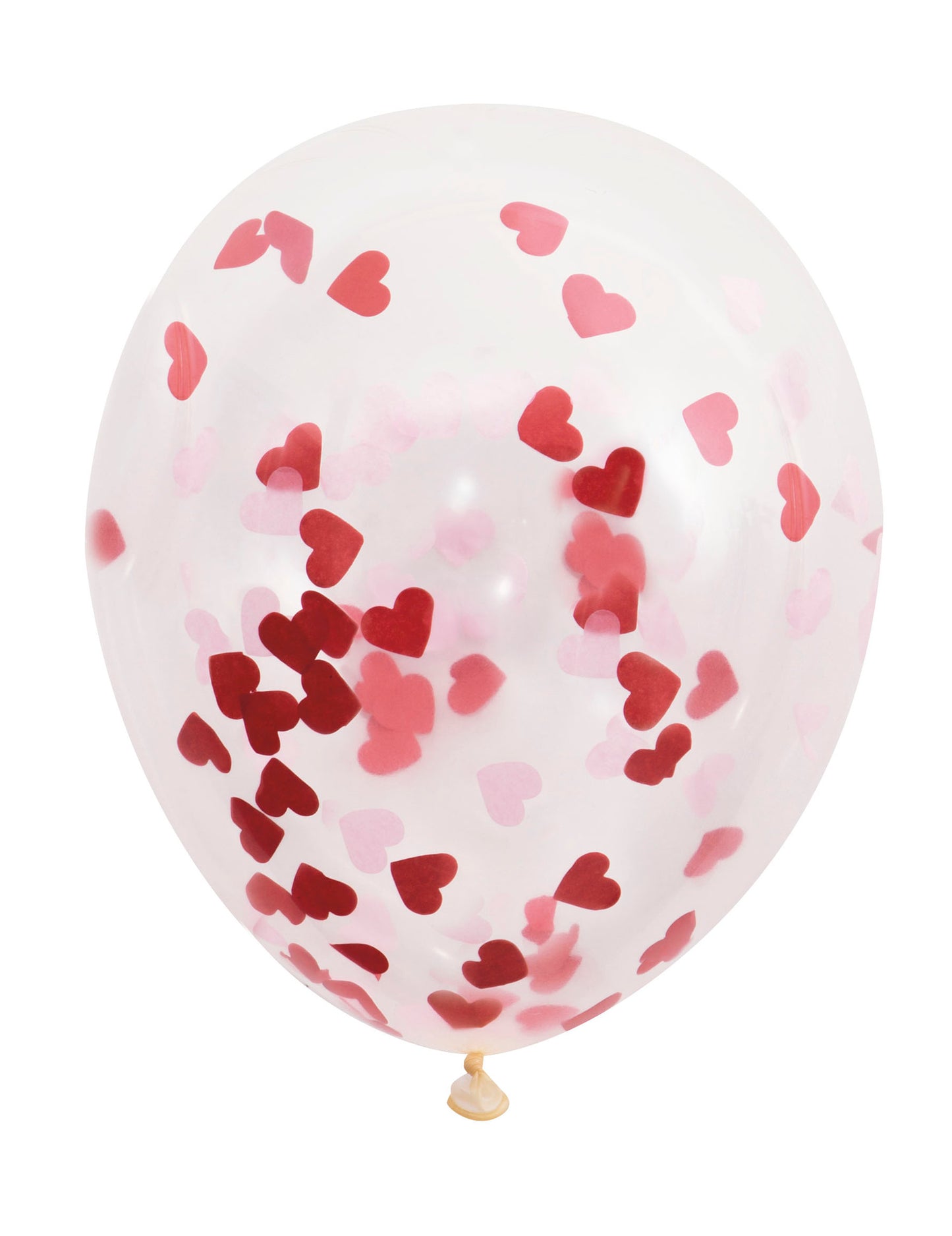 5 Ballons en latex transparents avec confettis coeurs rouges 40,5 cm