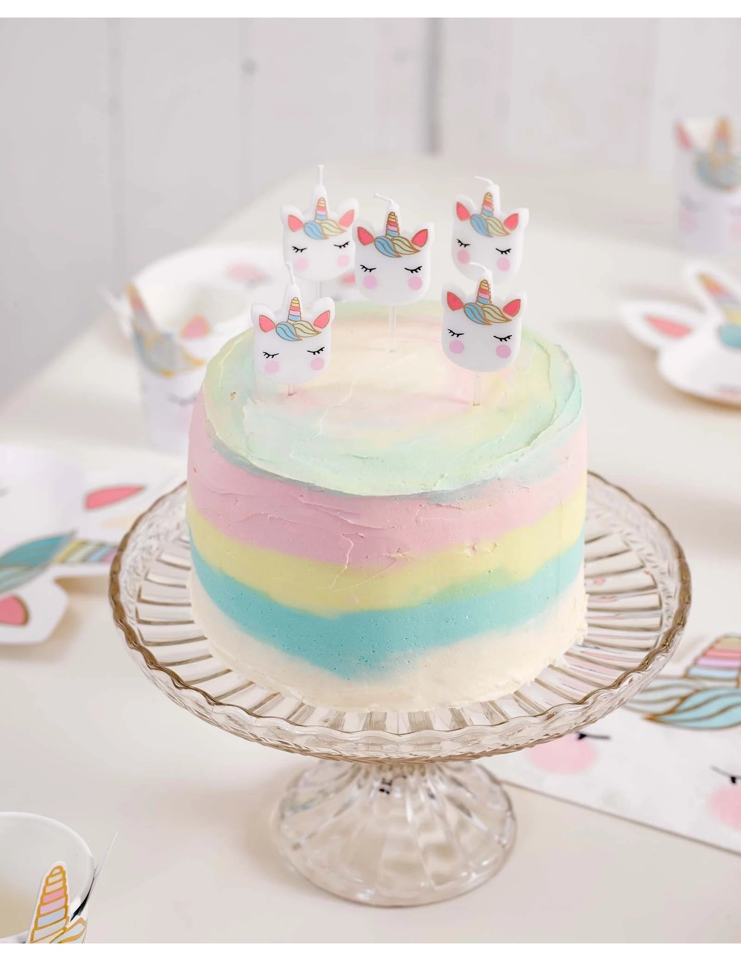 5 Bougies d'anniversaire tête de licorne