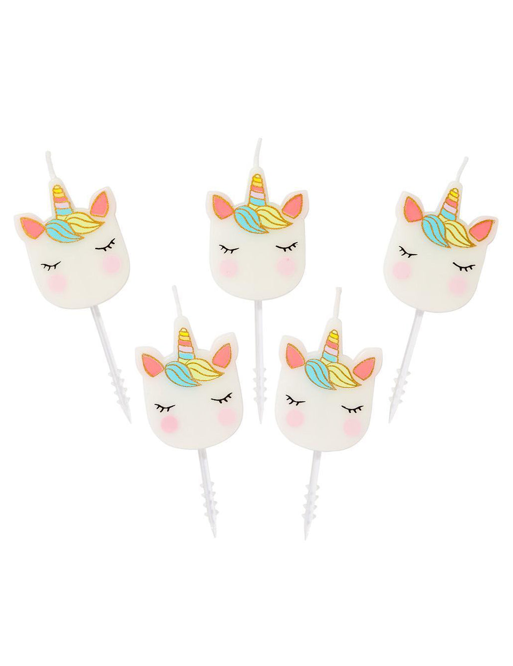 5 Bougies d'anniversaire tête de licorne