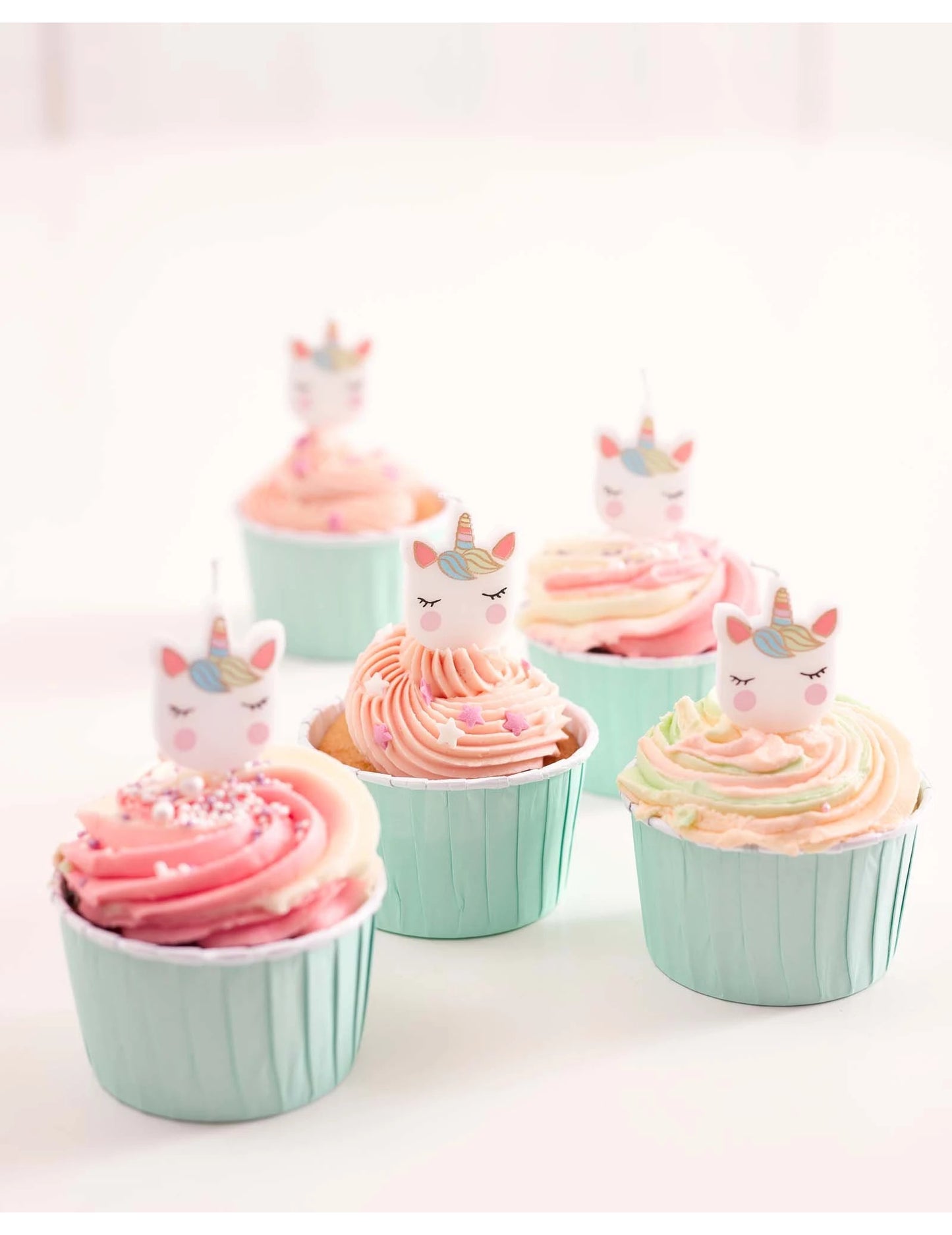 5 Bougies d'anniversaire tête de licorne