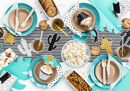 5 Cake toppers en carton dinosaures bleus 10,5 - 20 cm